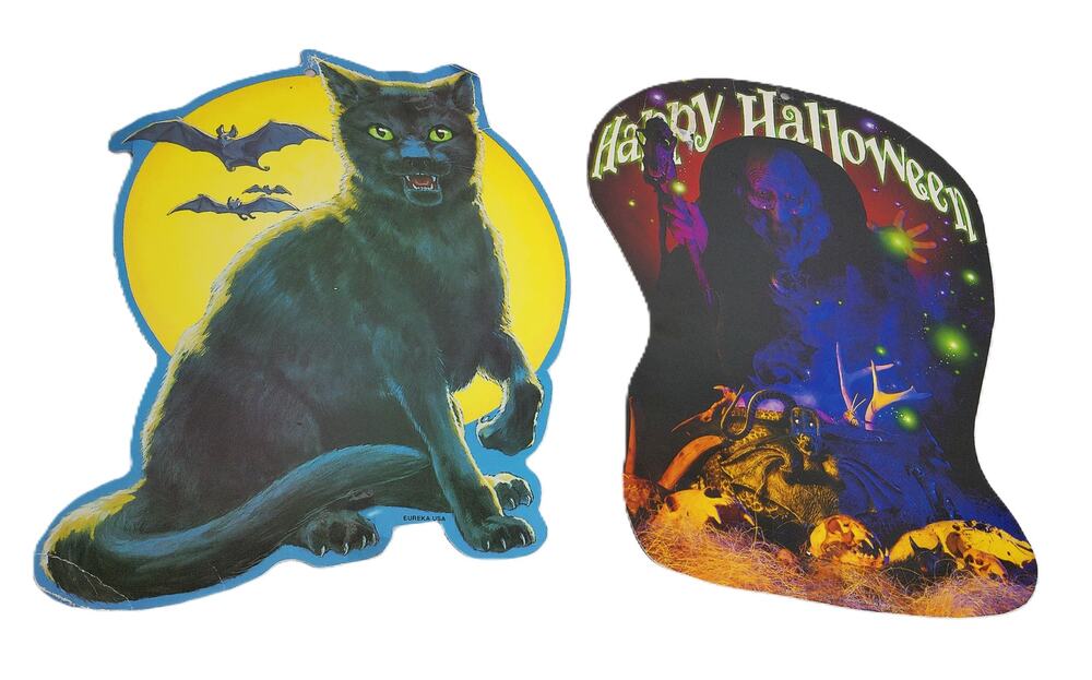 Vintage Eureka Halloween Cat and Paper Magic Wizard Die Cut Set of 2